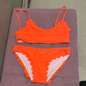 Orange Scalloped Bikini Set